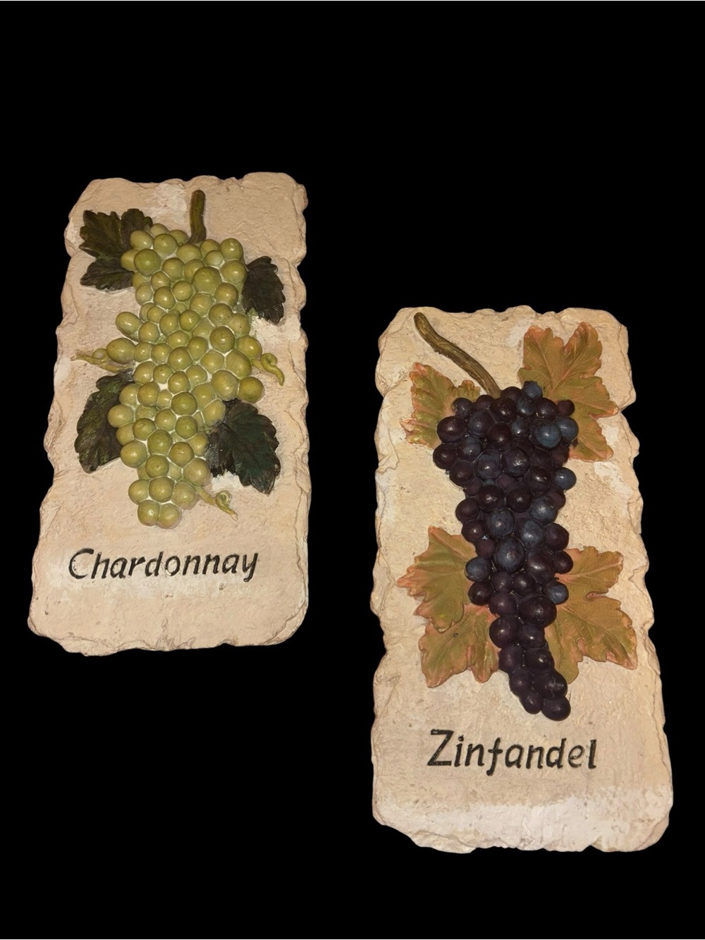 Chardonnay & Zinfandel Grape Wall Plaques - Ceramic Wine Decor